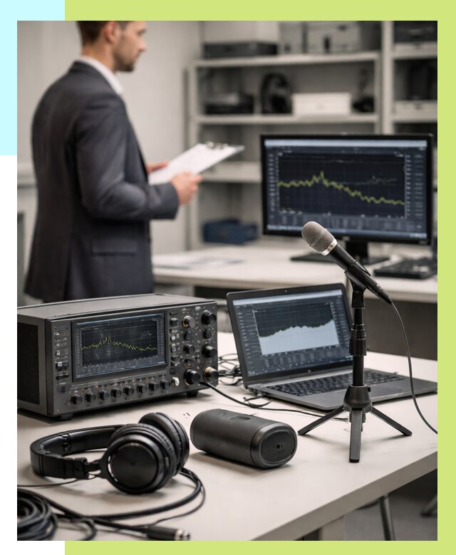 Сертификация аудиотехники в Железнодорожном от 15381 р., Алешин-Жлз